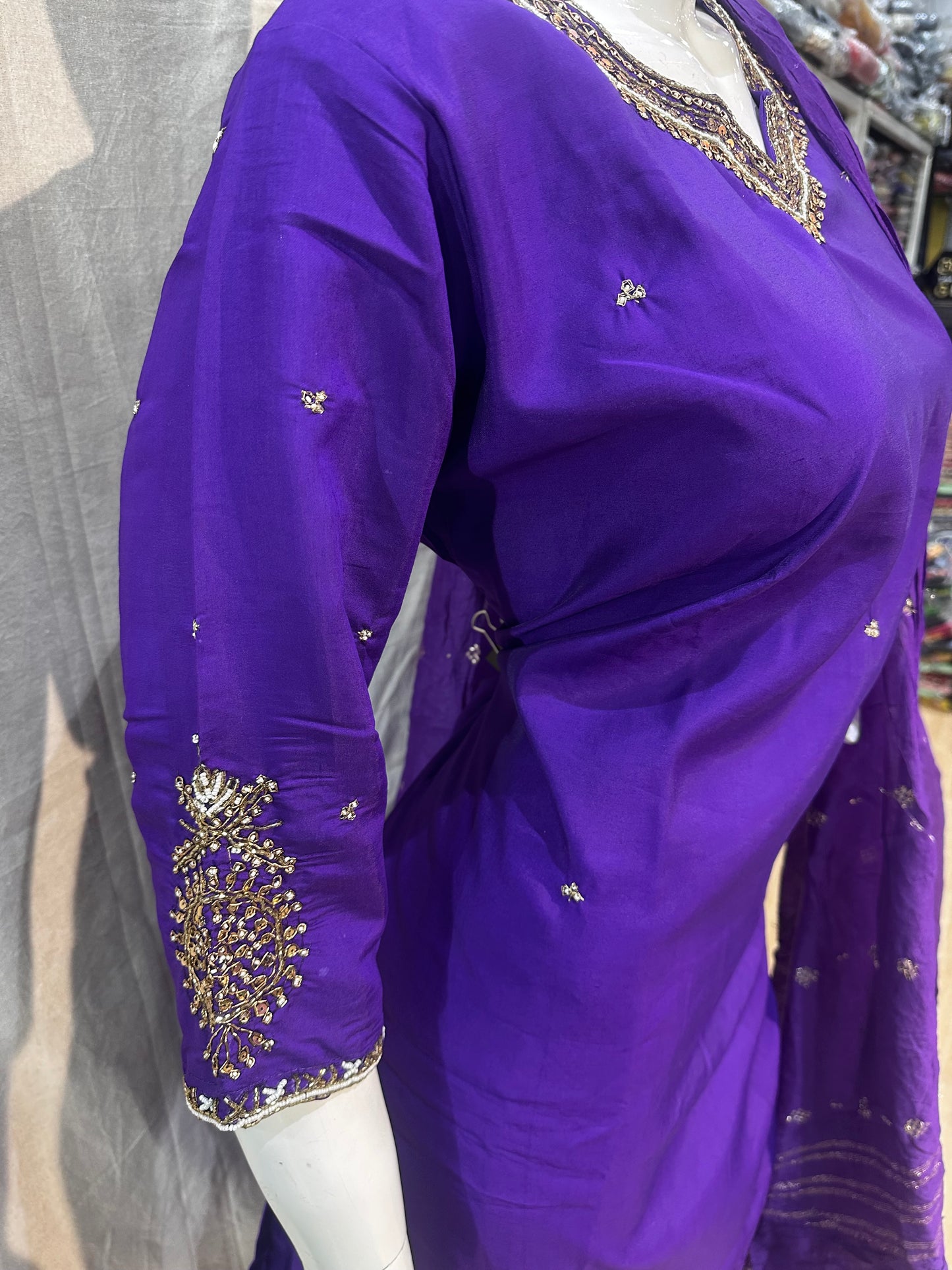 Deep purple plus size salwar