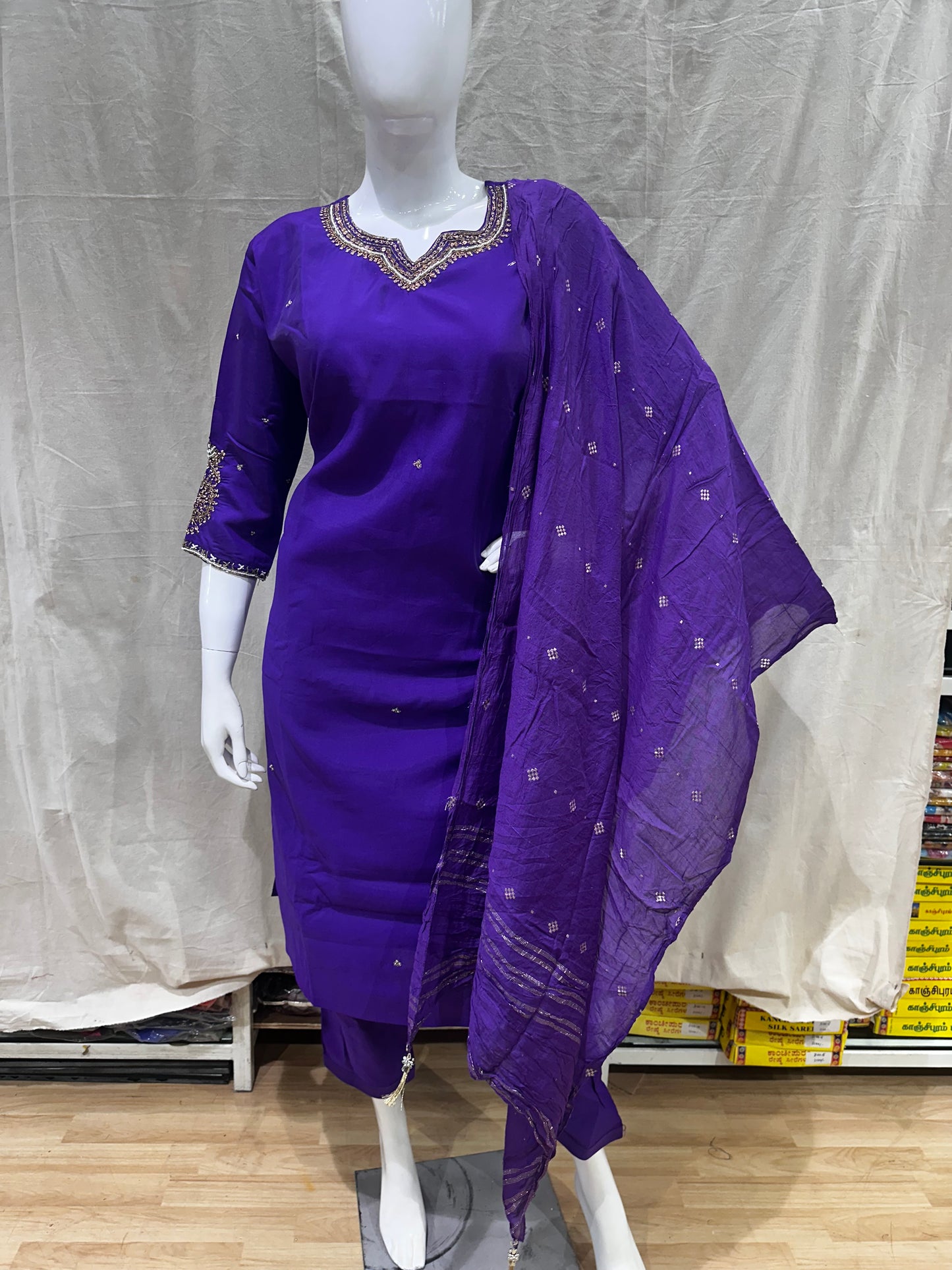 Deep purple plus size salwar
