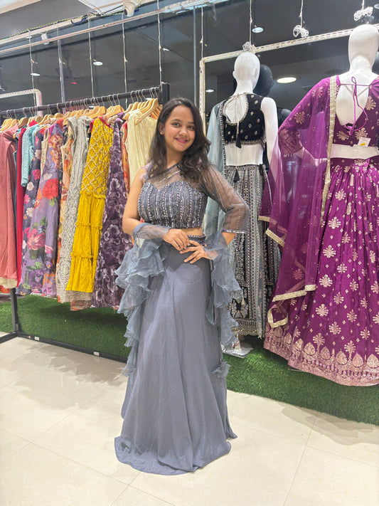 Designer grey lehenga