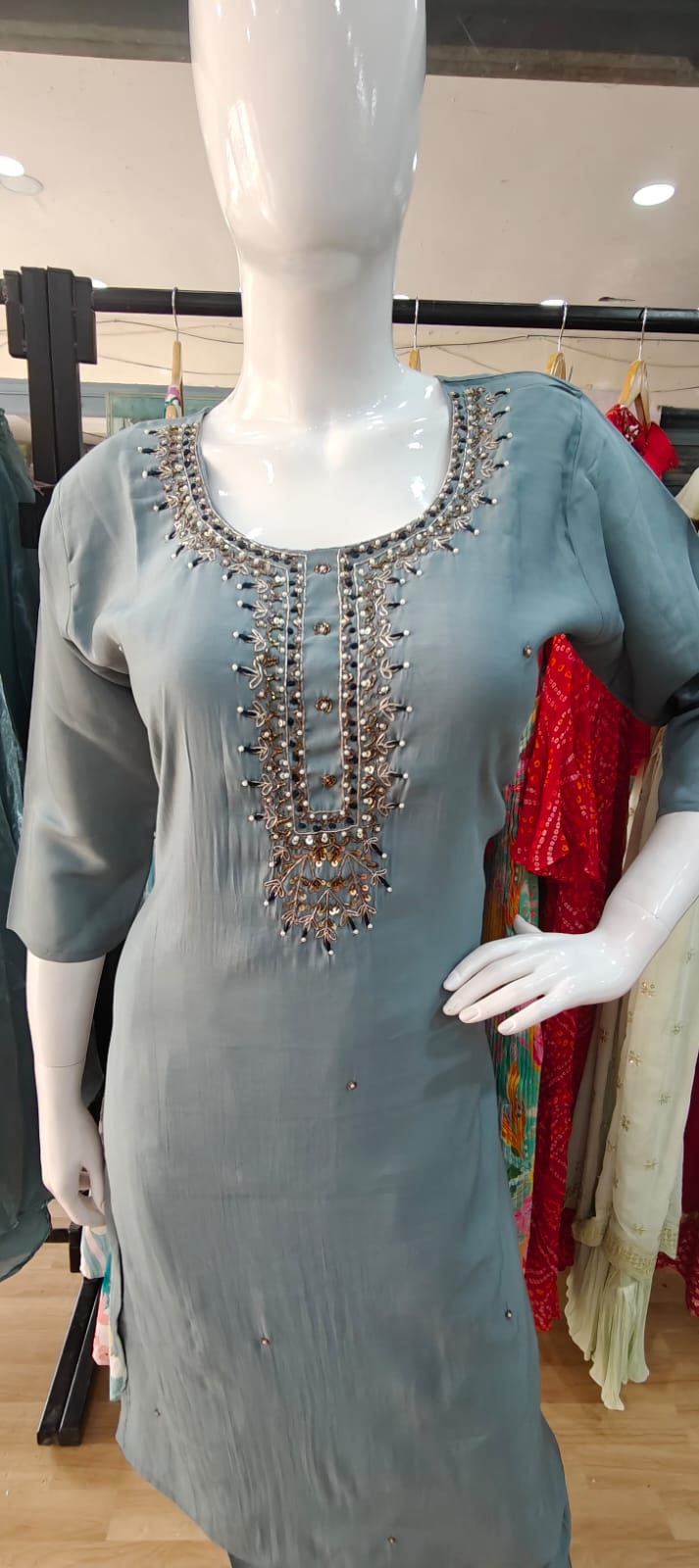 Sky blue suit with banarasi dupatta