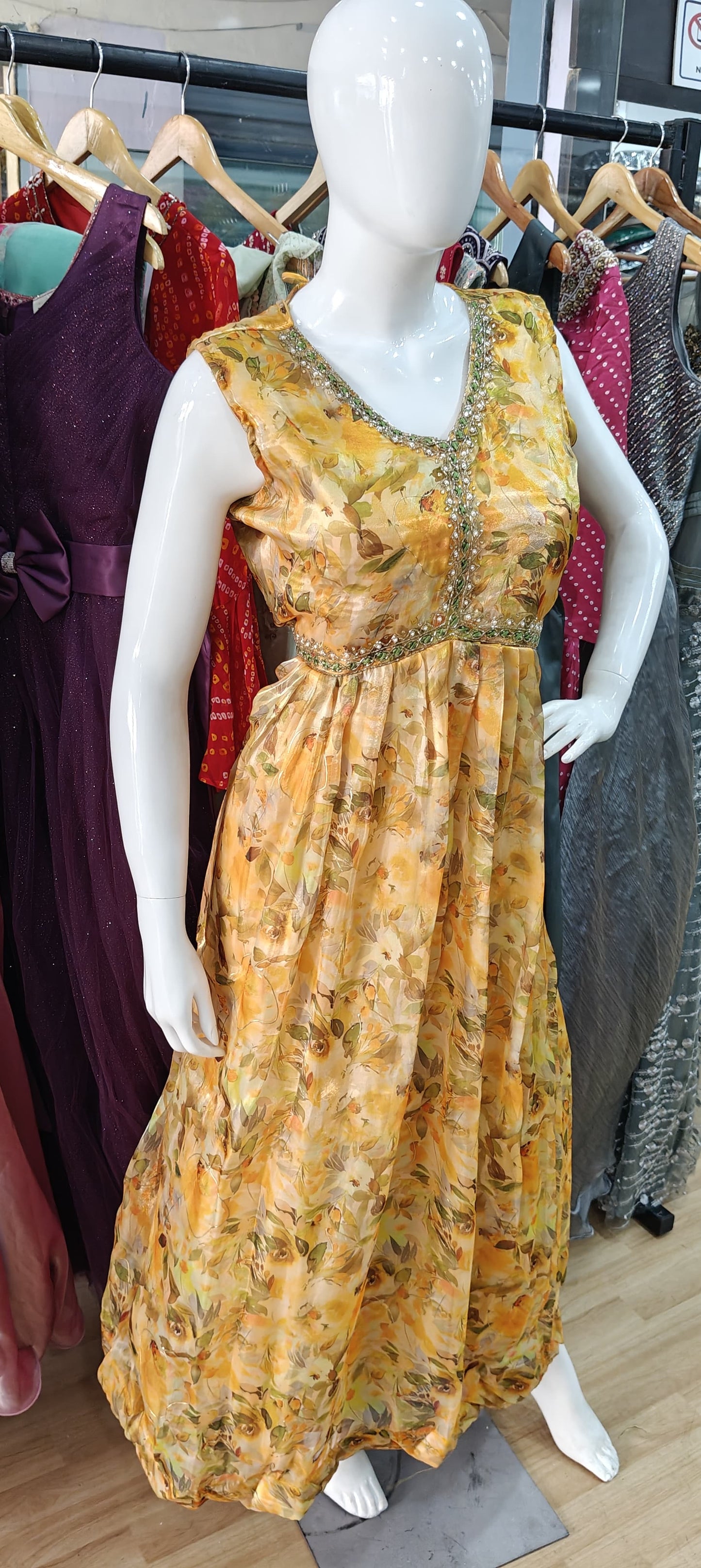 Yellow alia cut dress