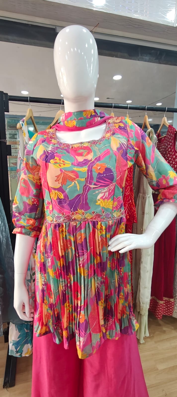 Pink peplum palazzo set