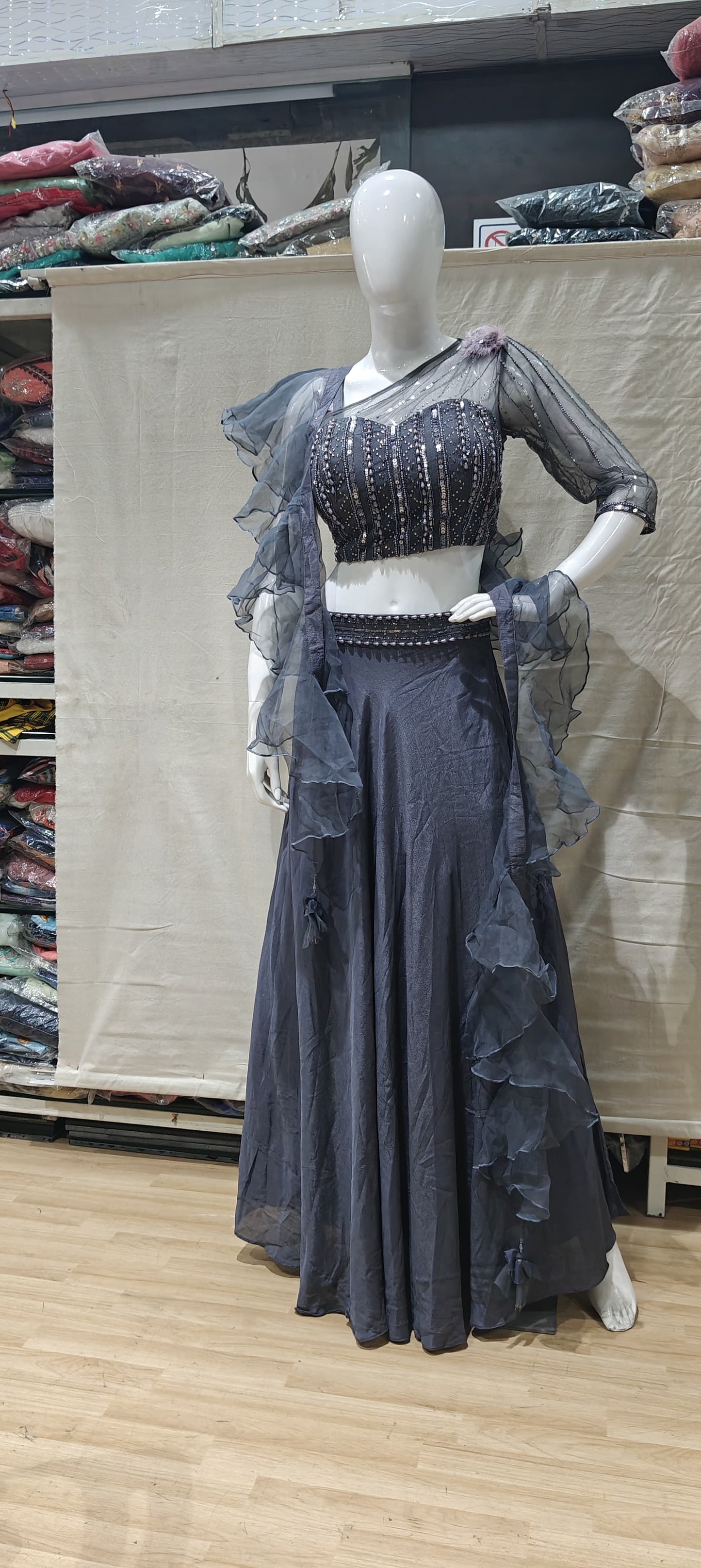 Designer grey lehenga