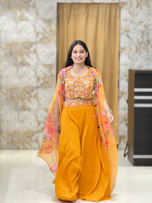 Jacket style Indo western orange