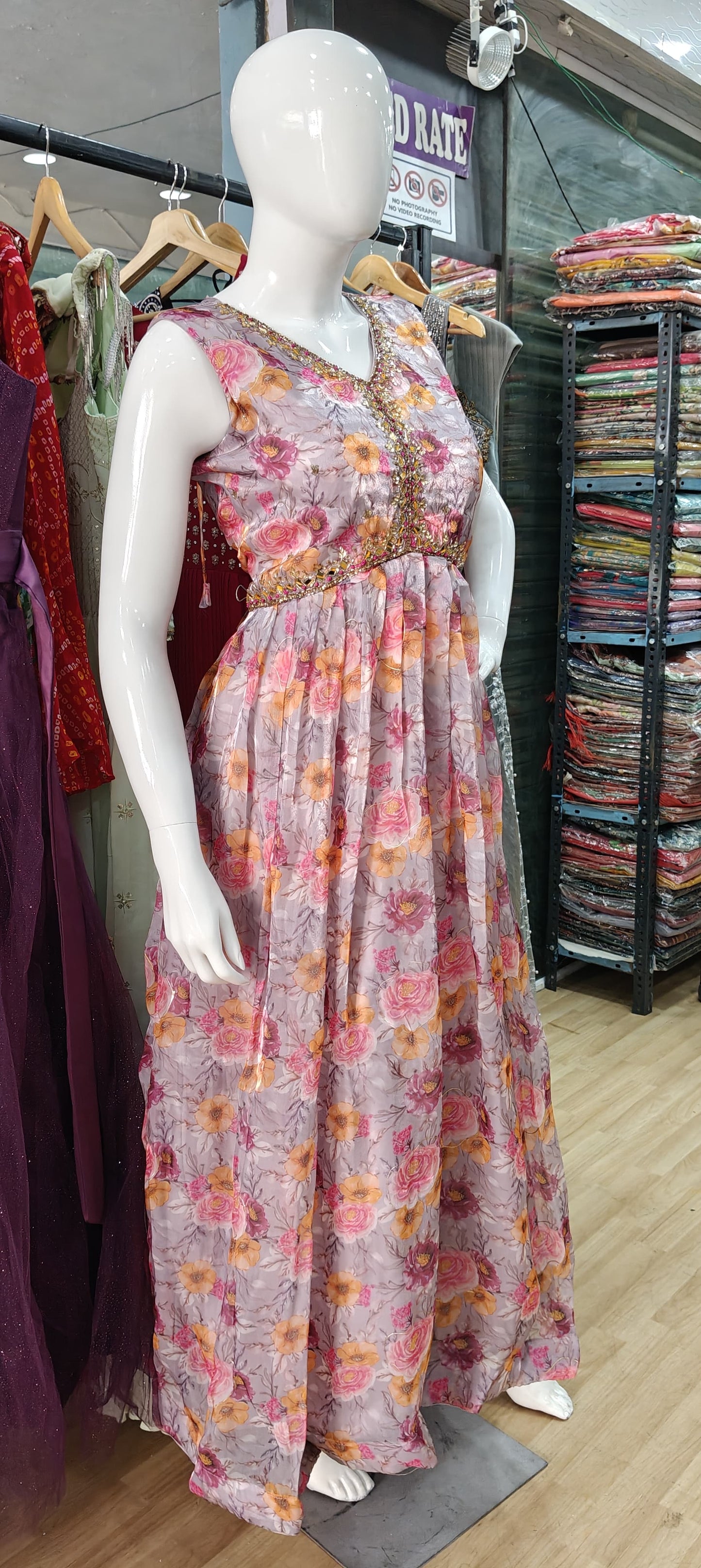 Pink alia cut long dress