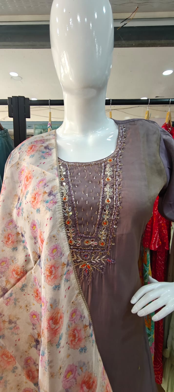 Blush pink with printed dupatta