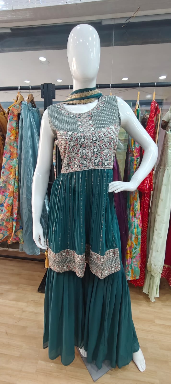 Dark Green sharara set