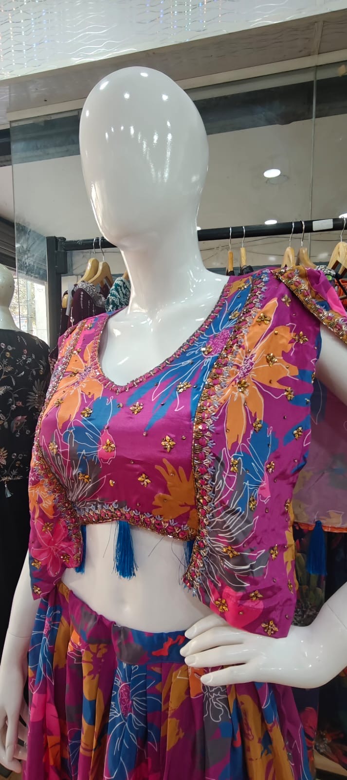 Designer Pink satin lehenga