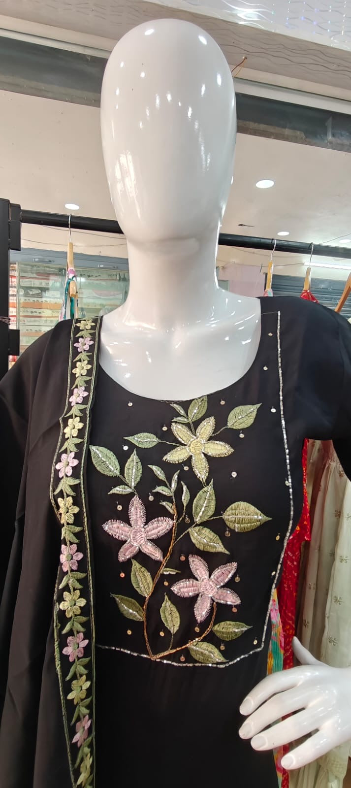 Black suit with floral print