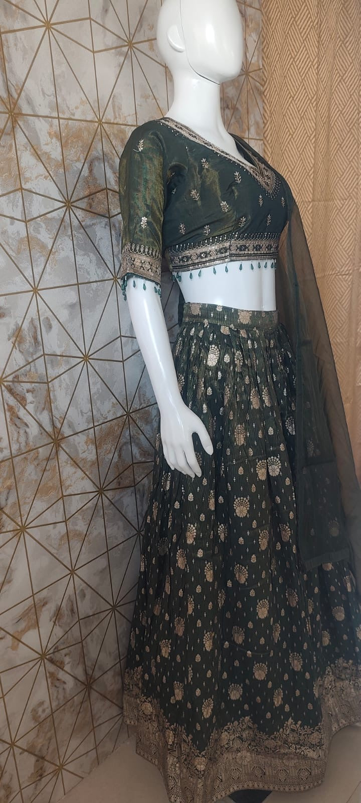 Green banarasi Lehenga
