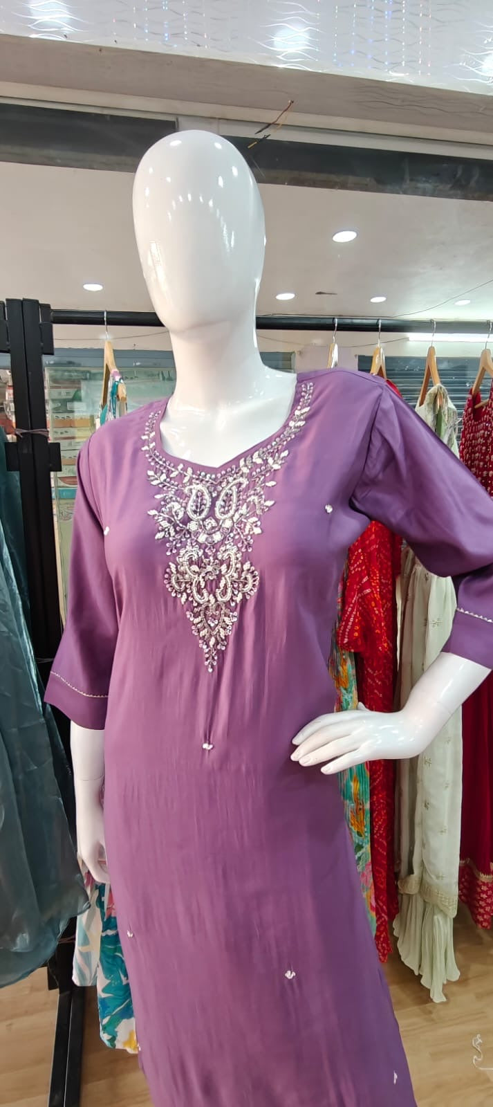Pink suit with white and pink dupatta