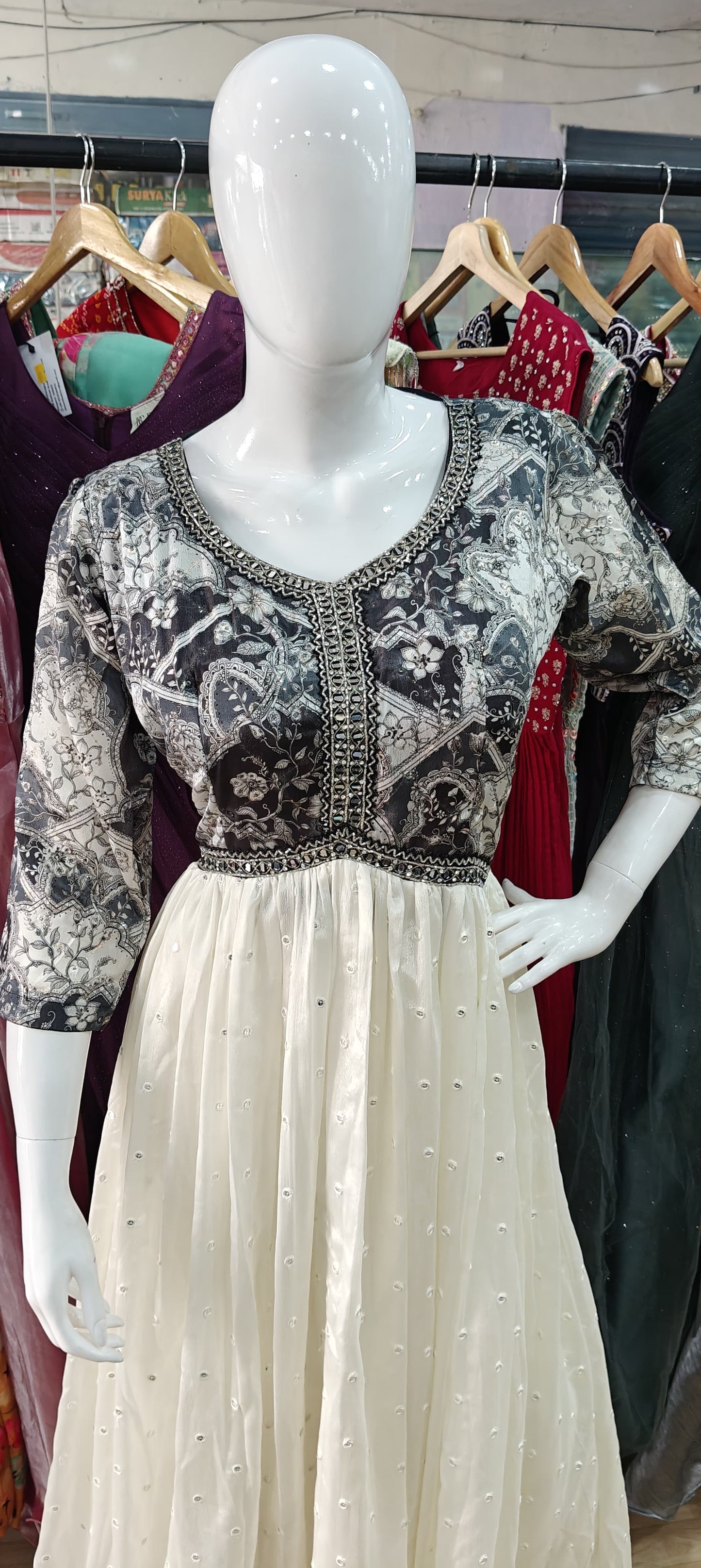 Black alia cut long gown