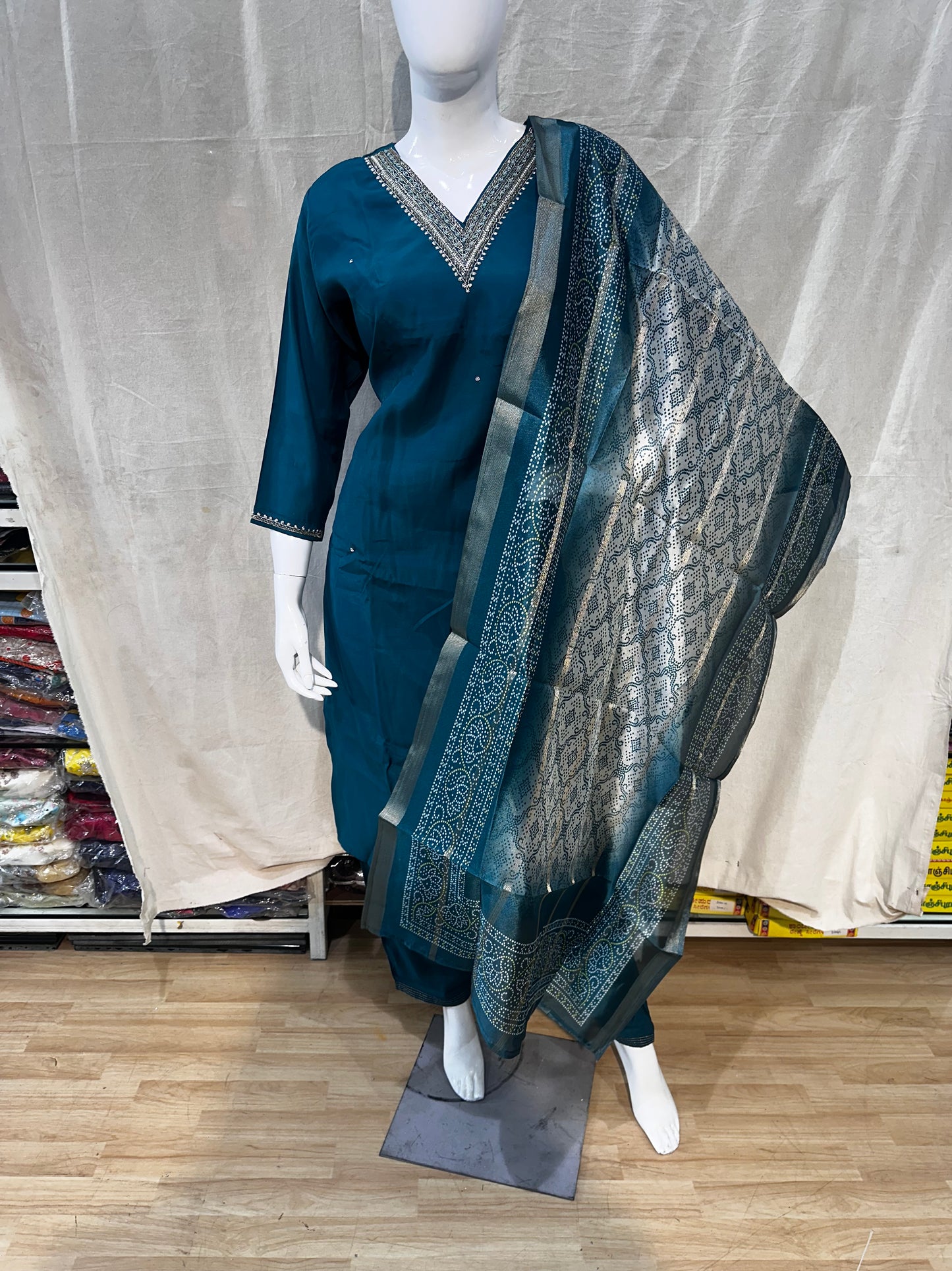 Teal blue plus size salwar