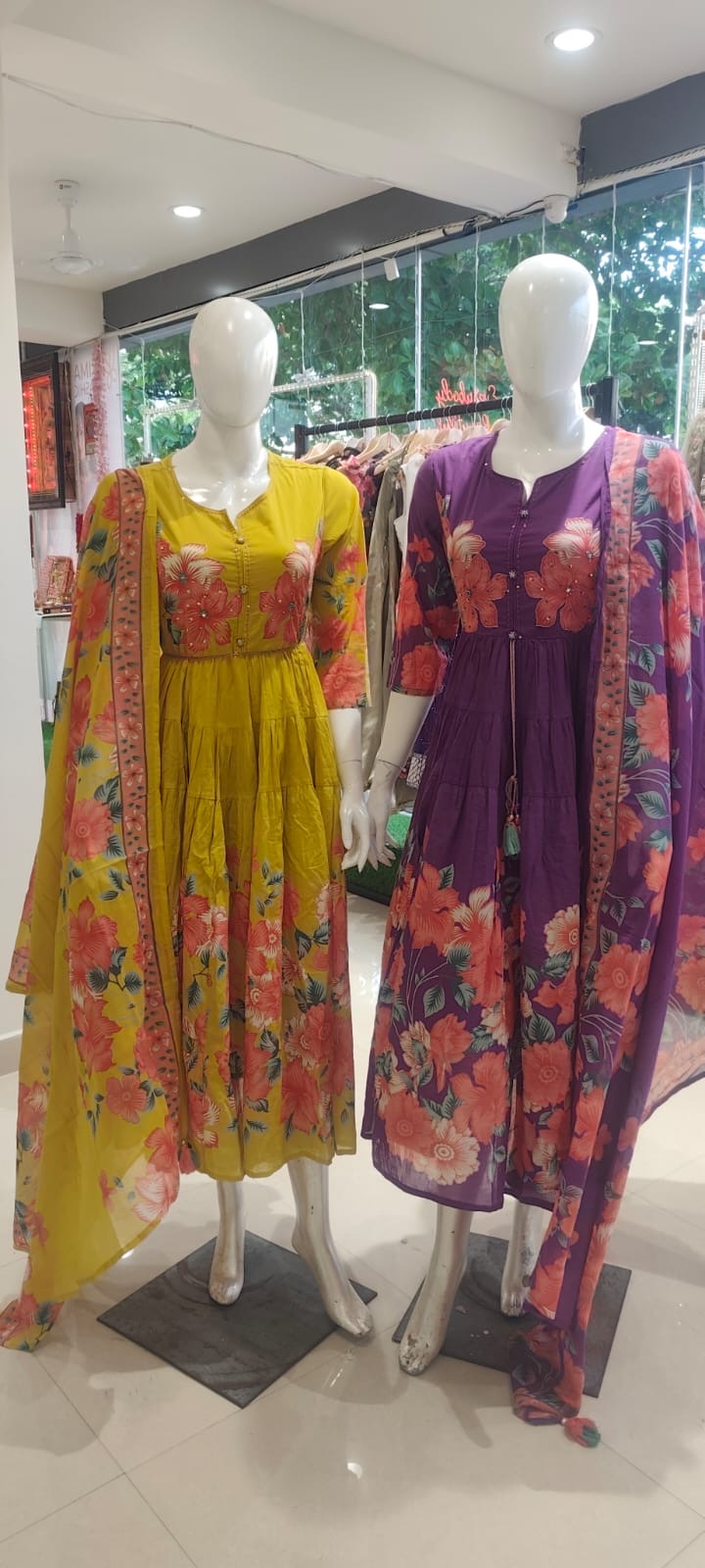 Floral cotton Anarkali Frock