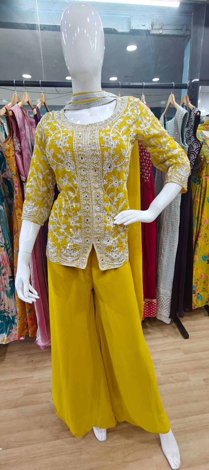 Bright Yellow peplum set