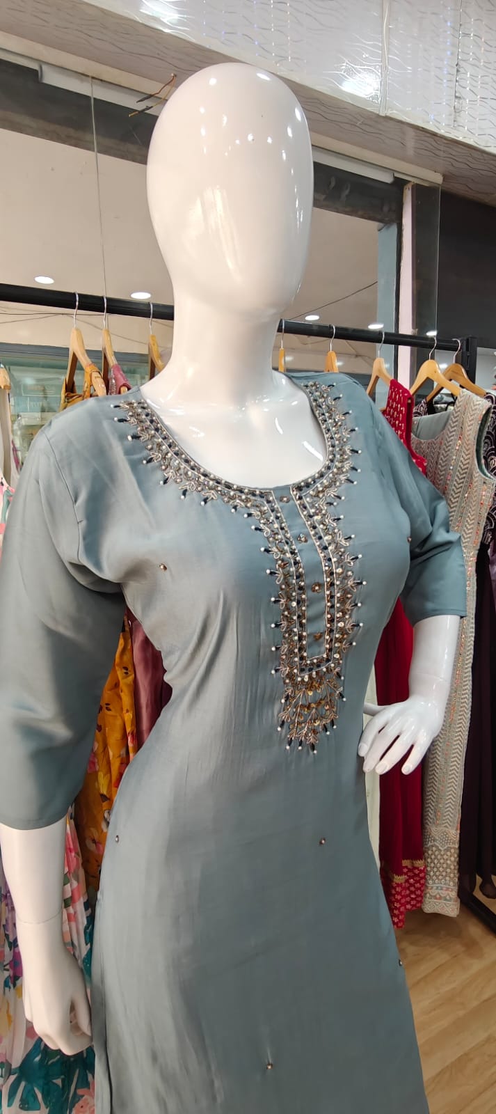 Sky blue suit with banarasi dupatta