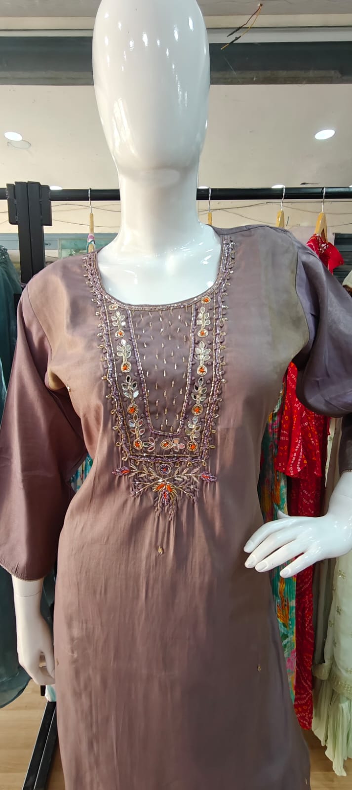 Blush pink with printed dupatta