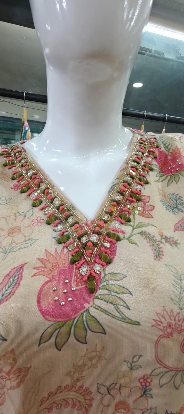 Cream floral tissue suit