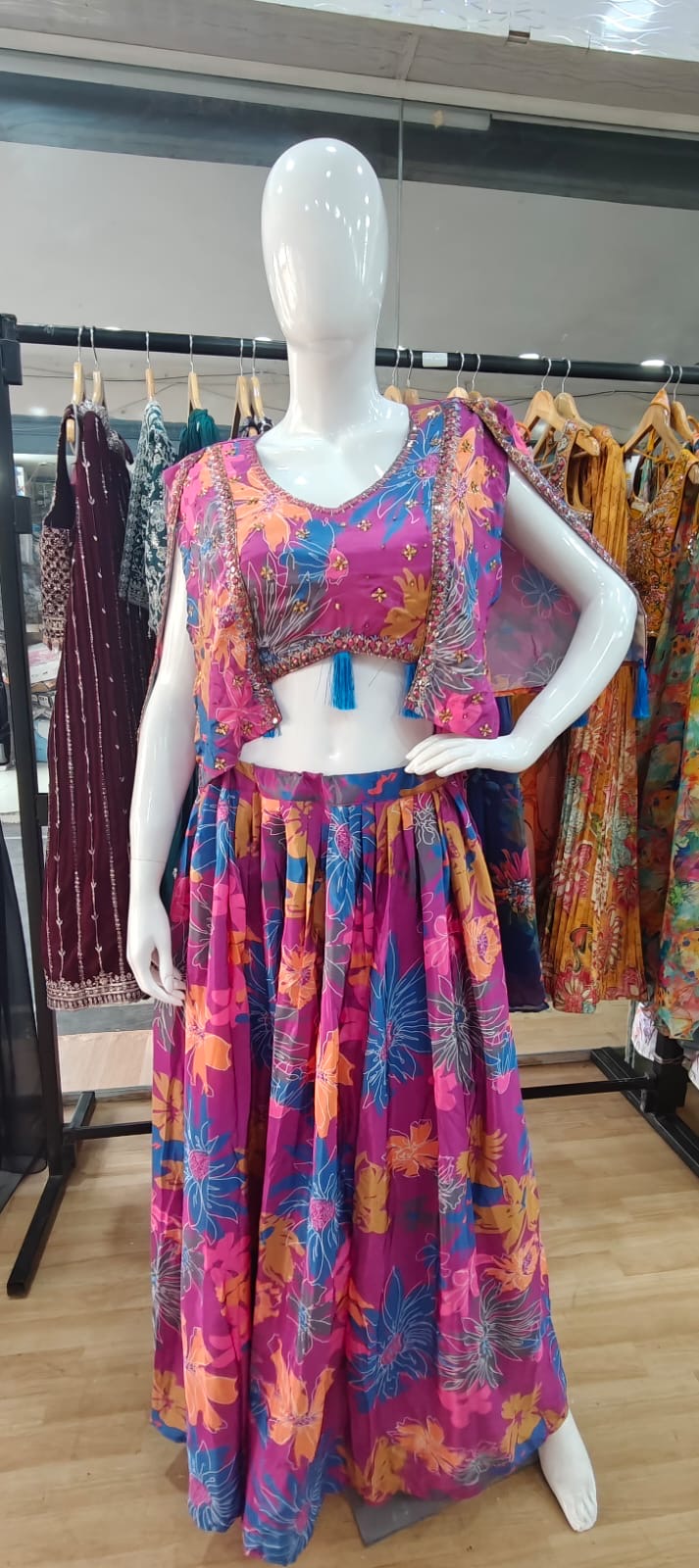 Designer Pink satin lehenga