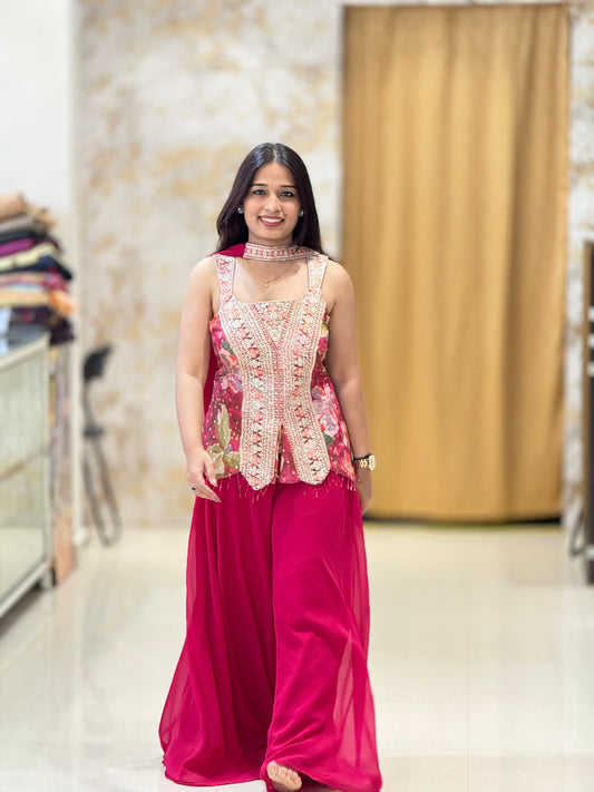 Pink peplum palazza set