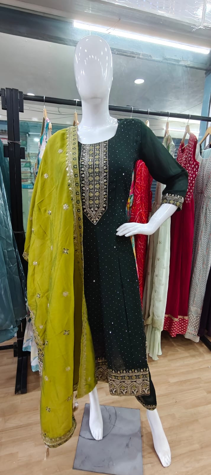 Green and lemon suit
