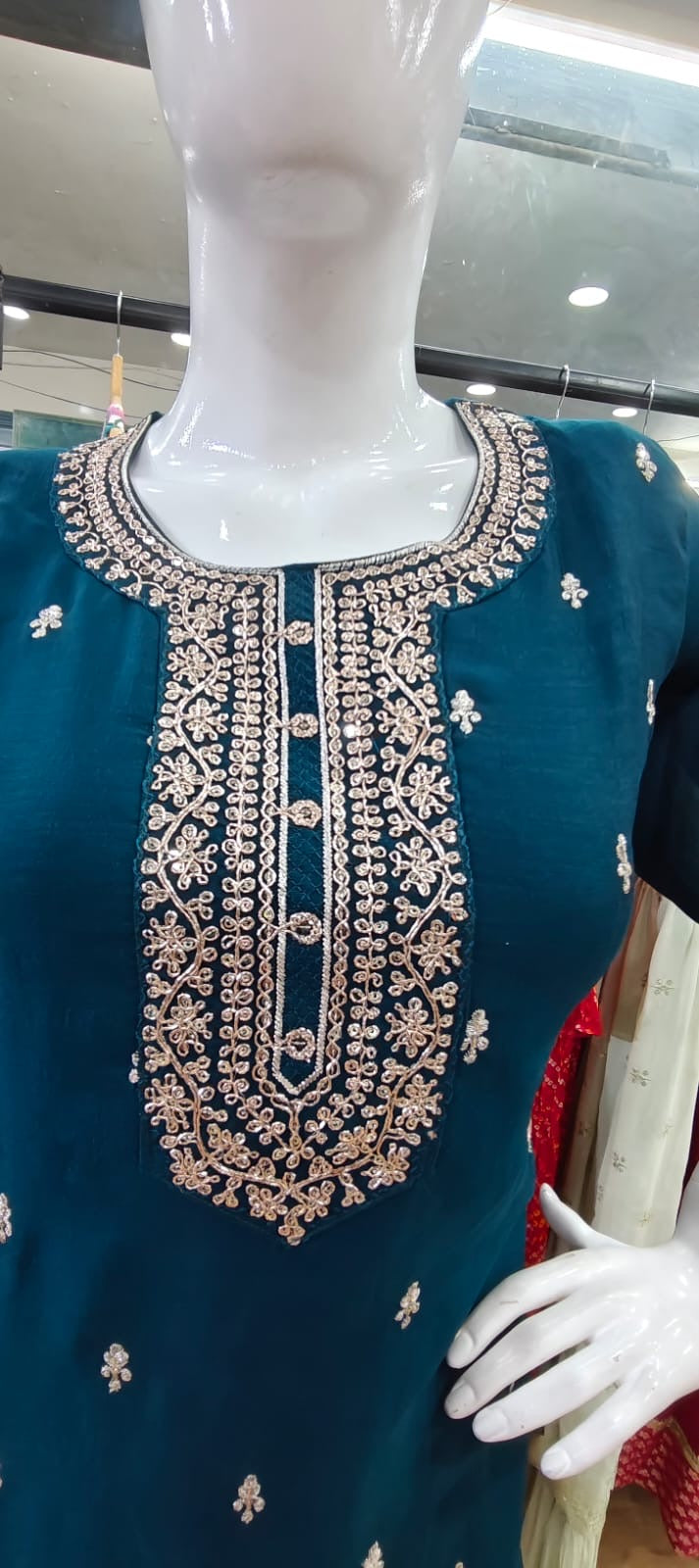 Blue suit with embroidered dupatta