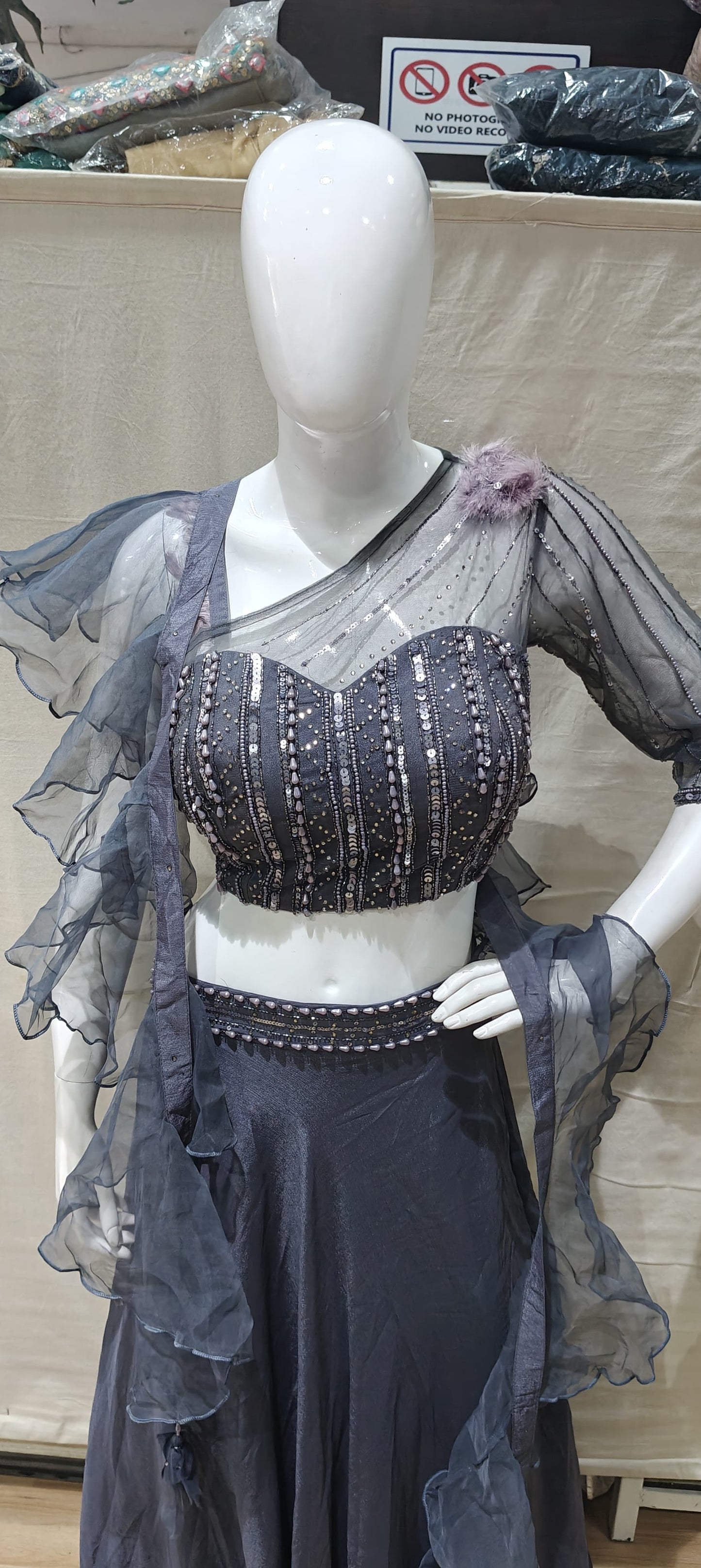 Designer grey lehenga