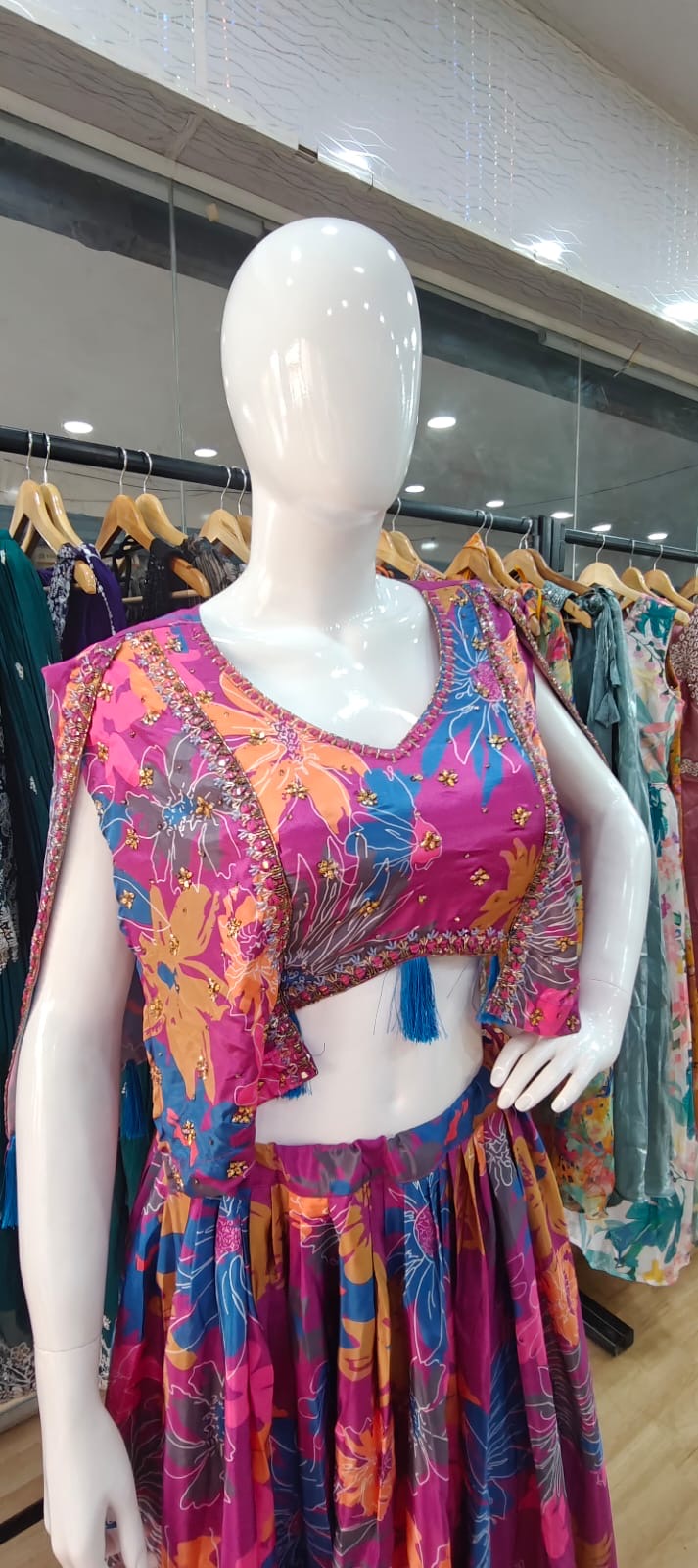Designer Pink satin lehenga
