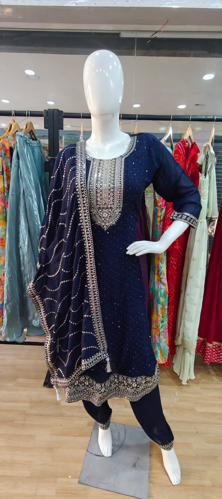 Blue suit with designer dupatta