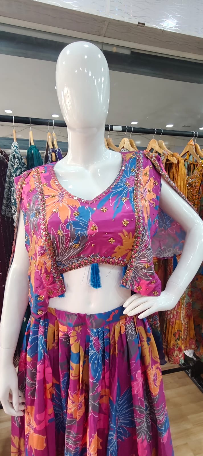Designer Pink satin lehenga