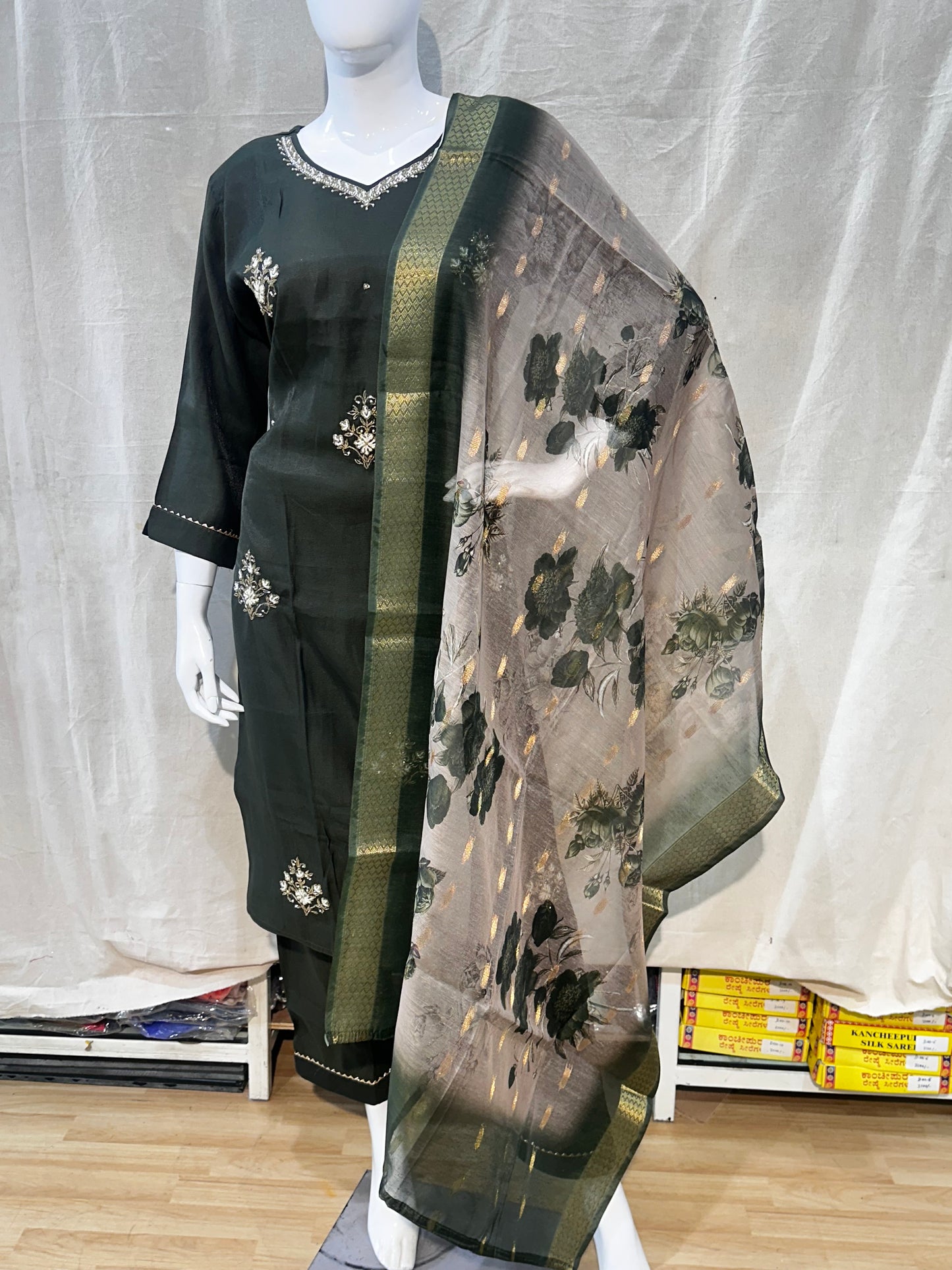 Green plus size salwar