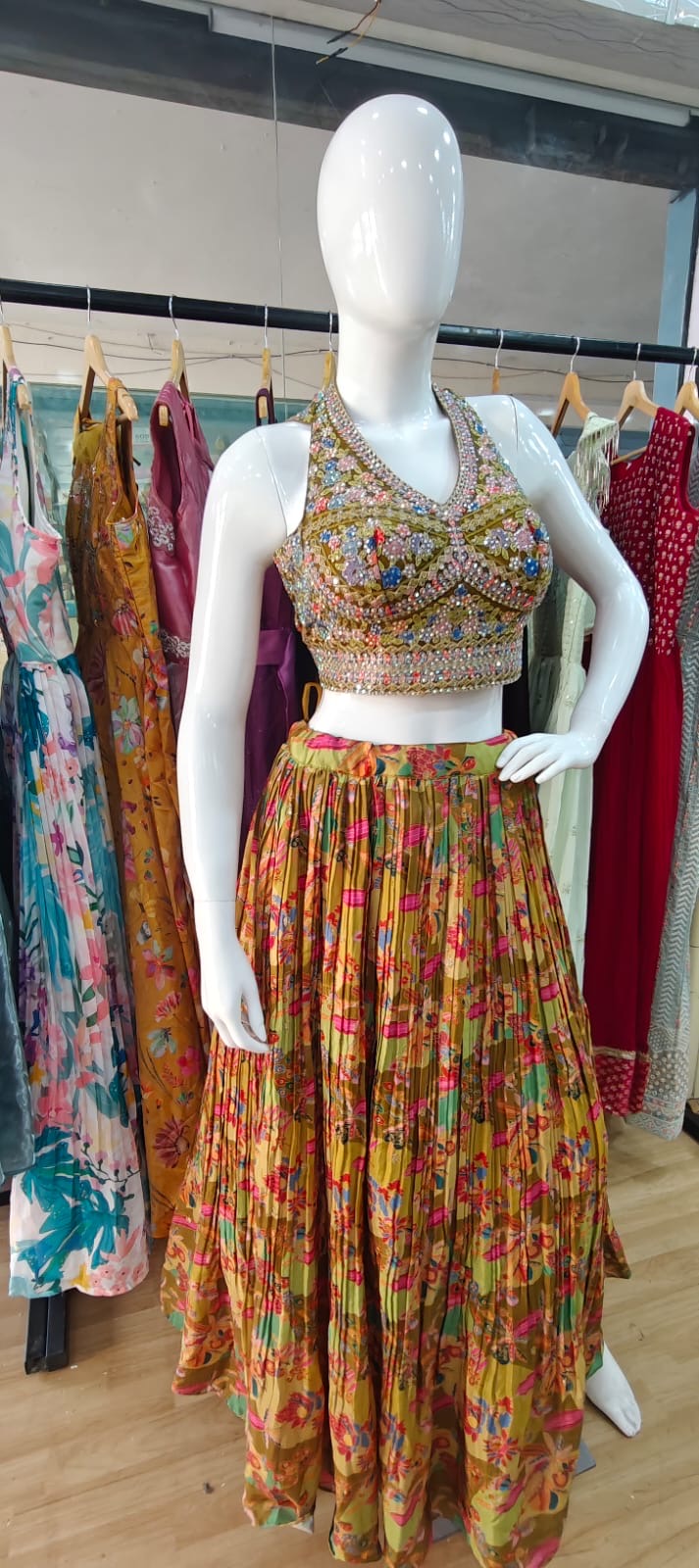 Halter Neck Crush lehenga