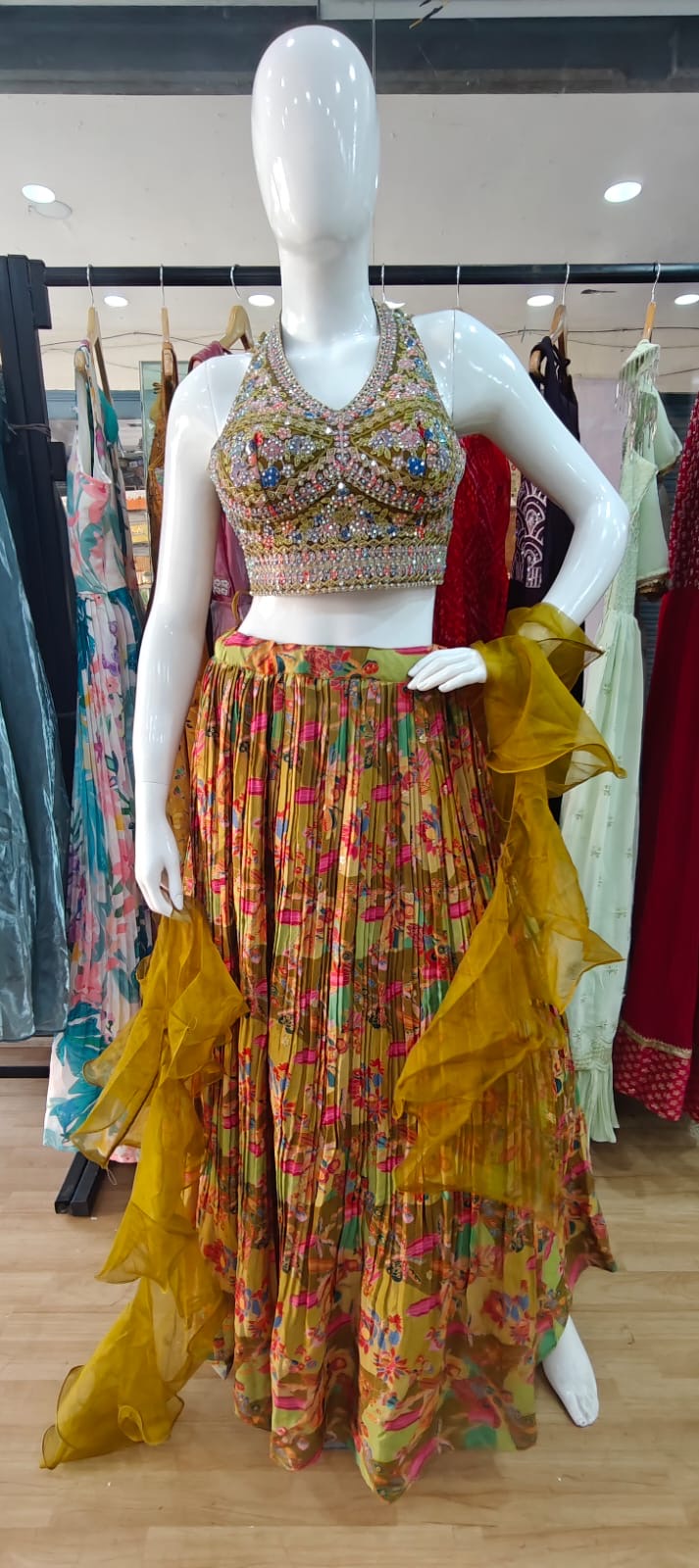 Halter Neck Crush lehenga
