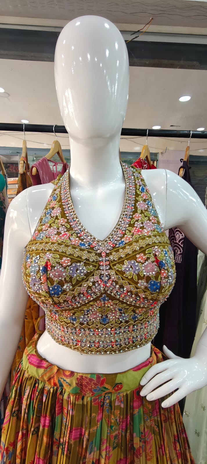 Halter Neck Crush lehenga