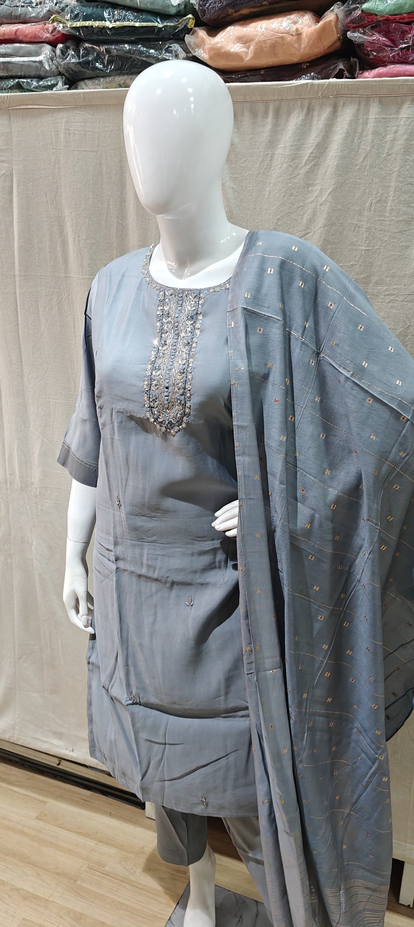 Grey plus size salwar suit