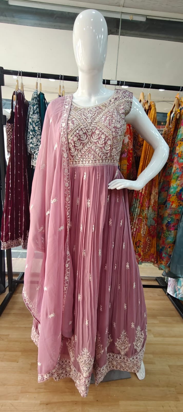 Pink georgette gown