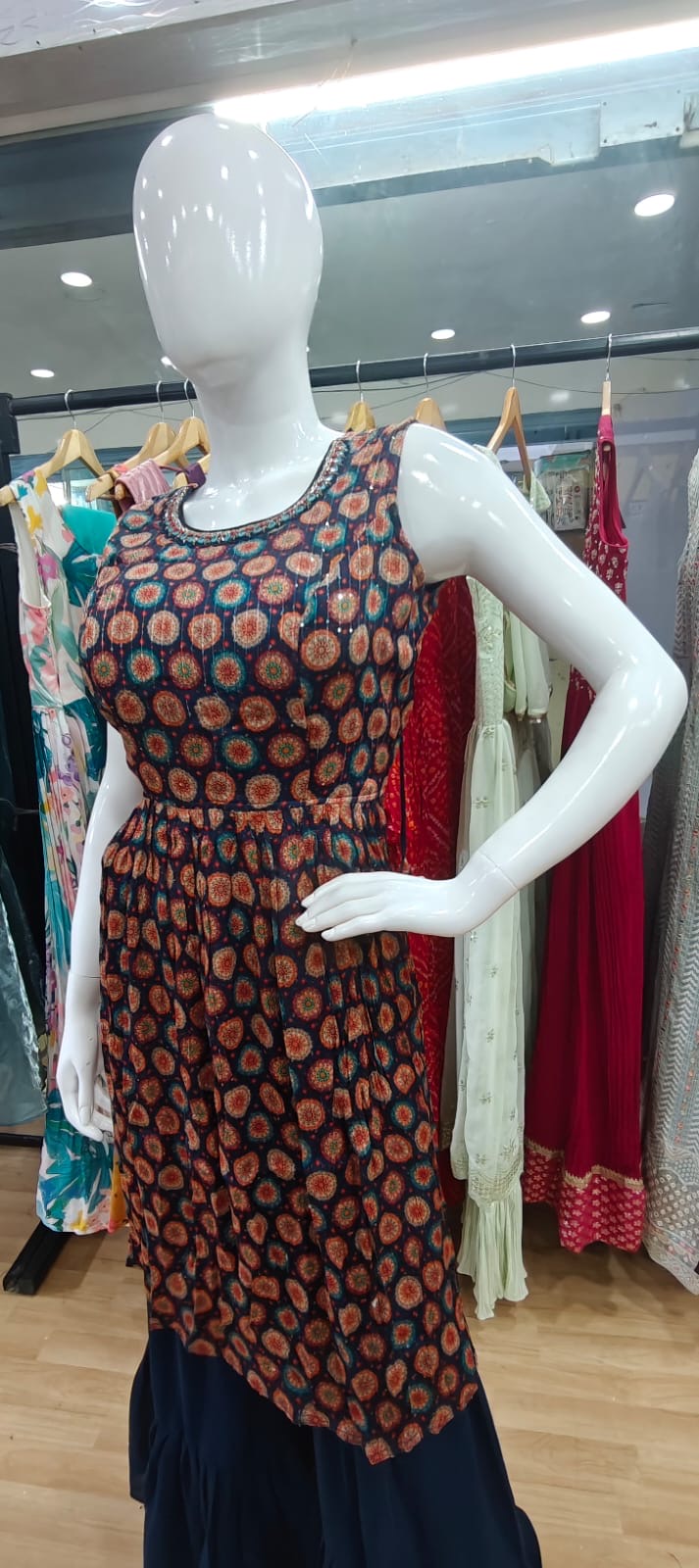 Blue floral sharara suit