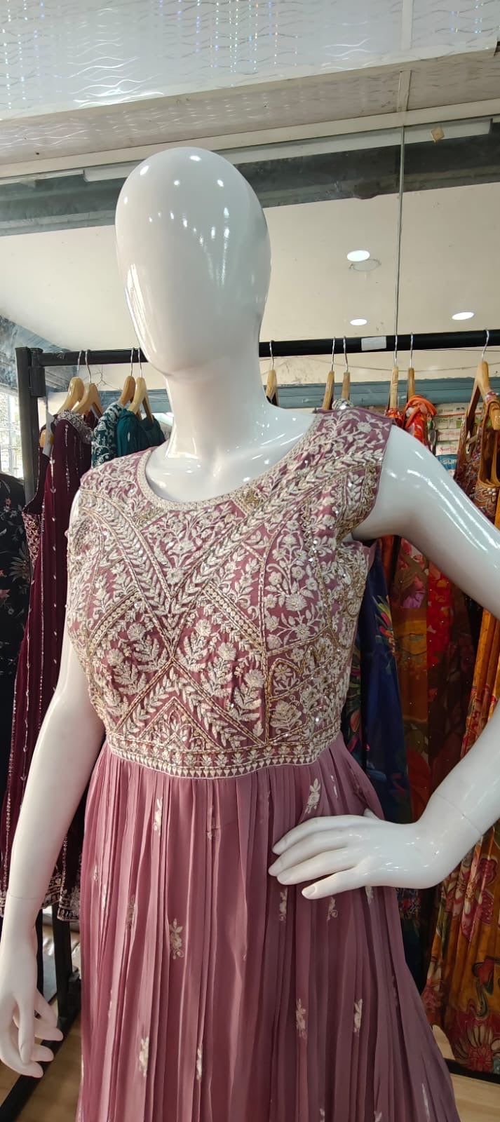 Pink georgette gown