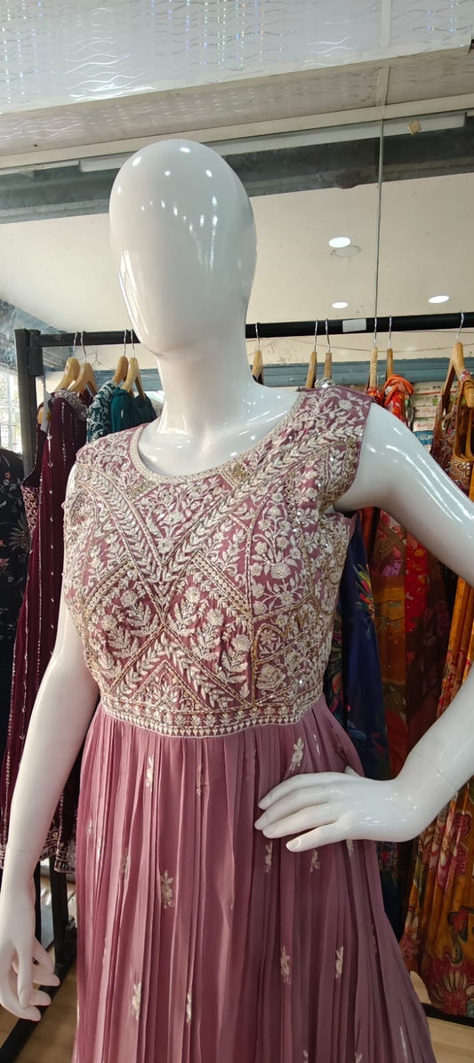 Pink georgette gown