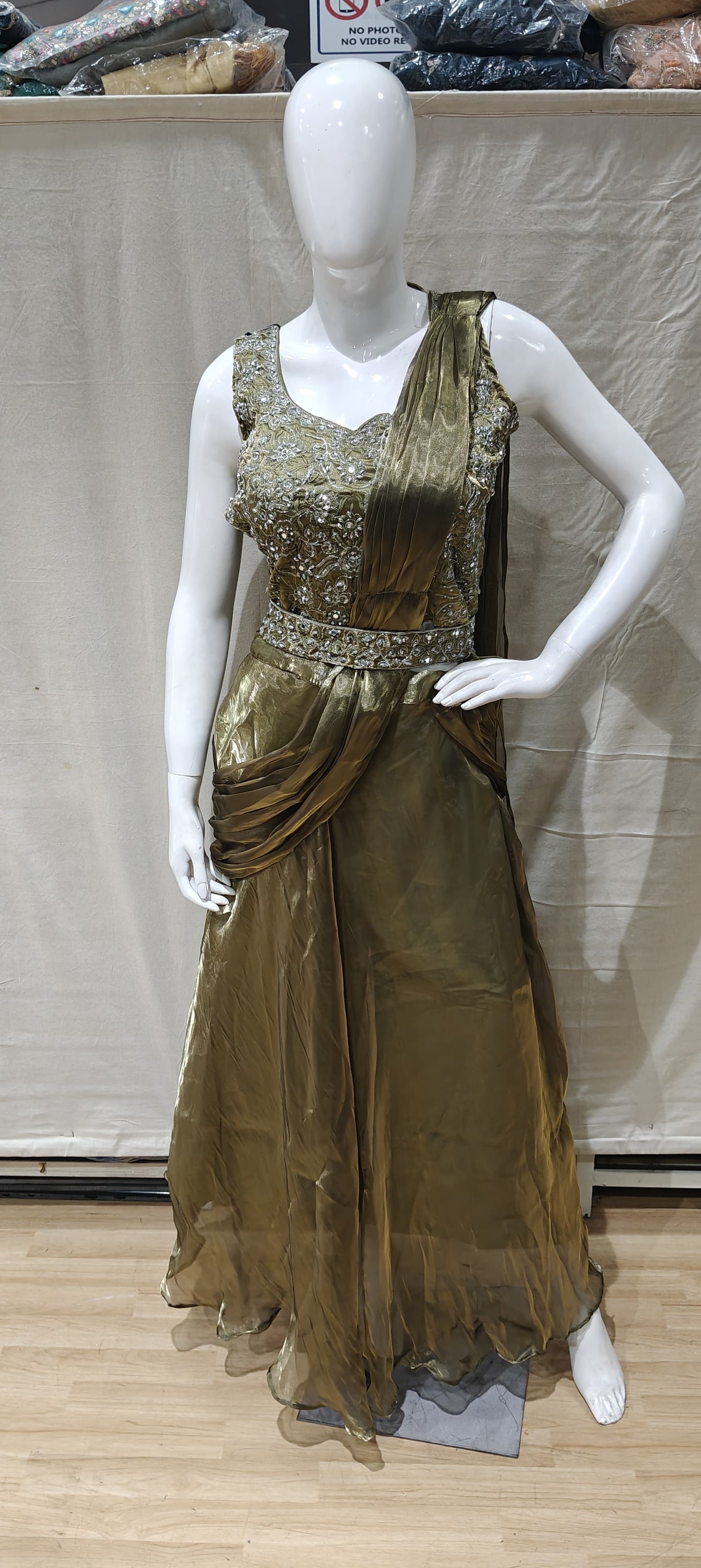 Chrome drape style lehenga