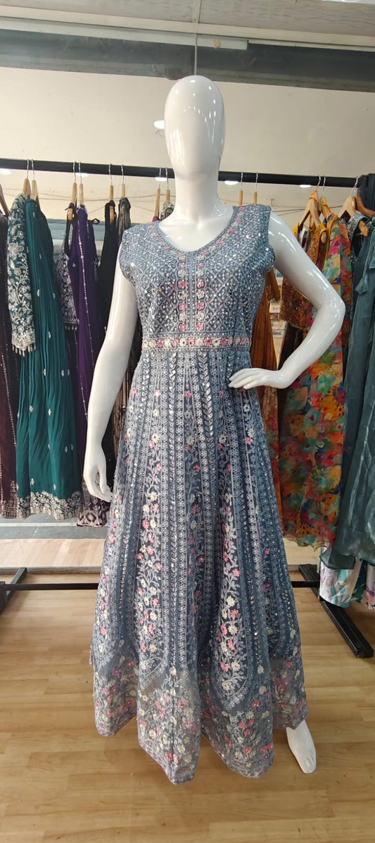 Blue net gown