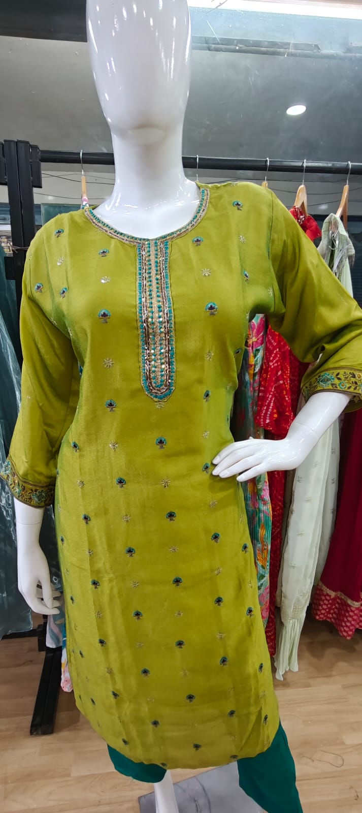 Green ombre dupatta dress