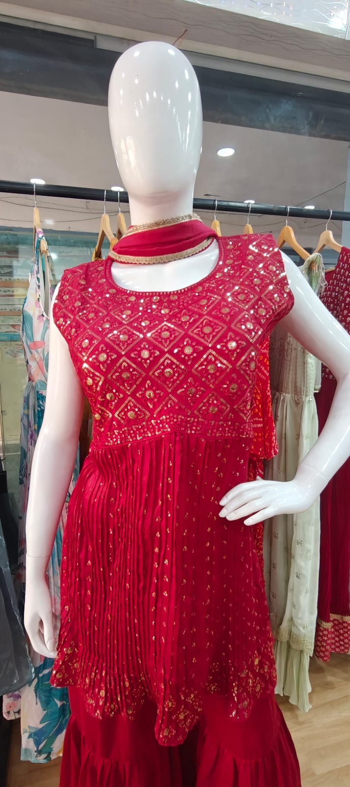 Sequins pink sharara set