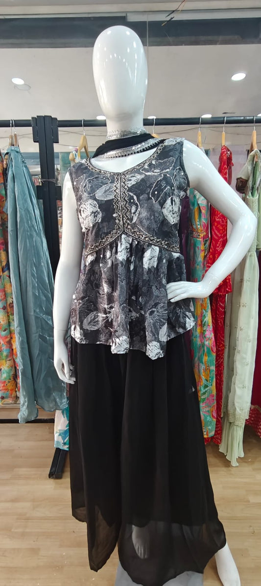 Black peplum set