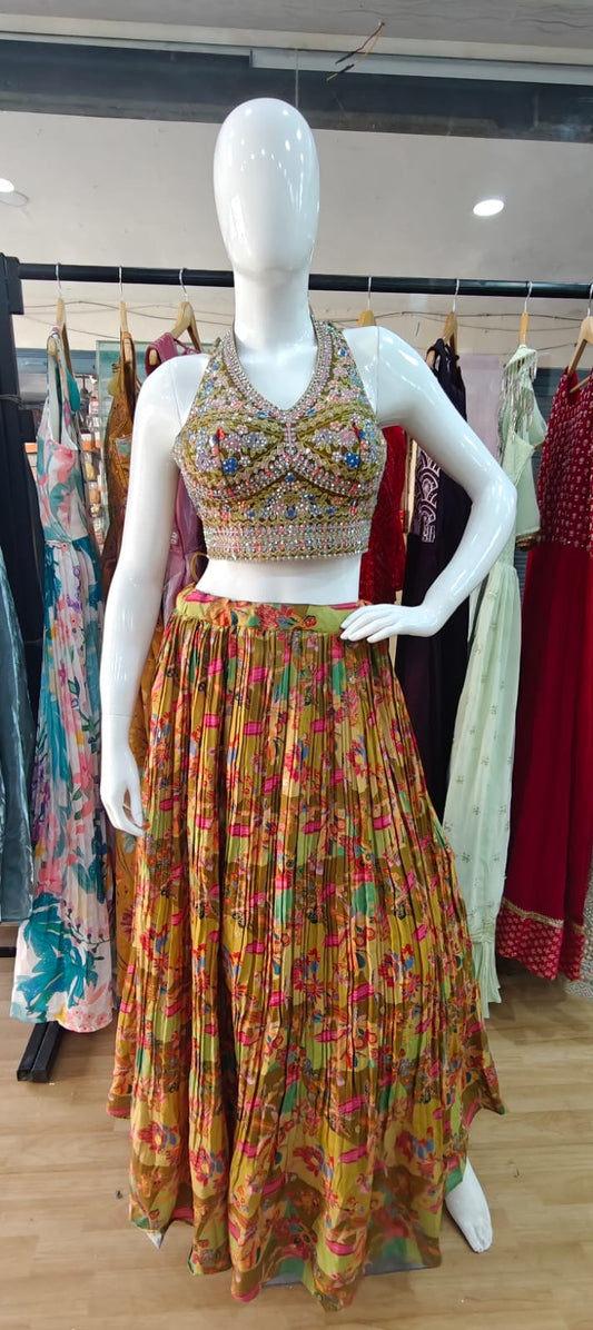 Halter Neck Crush lehenga
