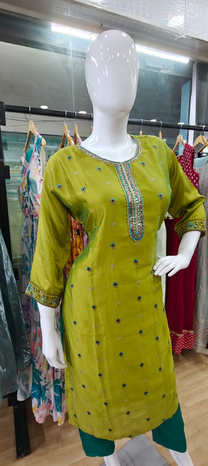 Green ombre dupatta dress