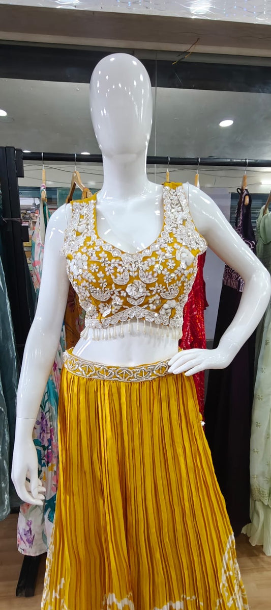 Yellow Floral Lehenga