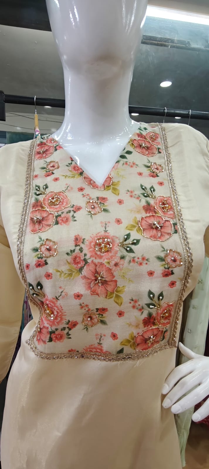 Cream floral print suit