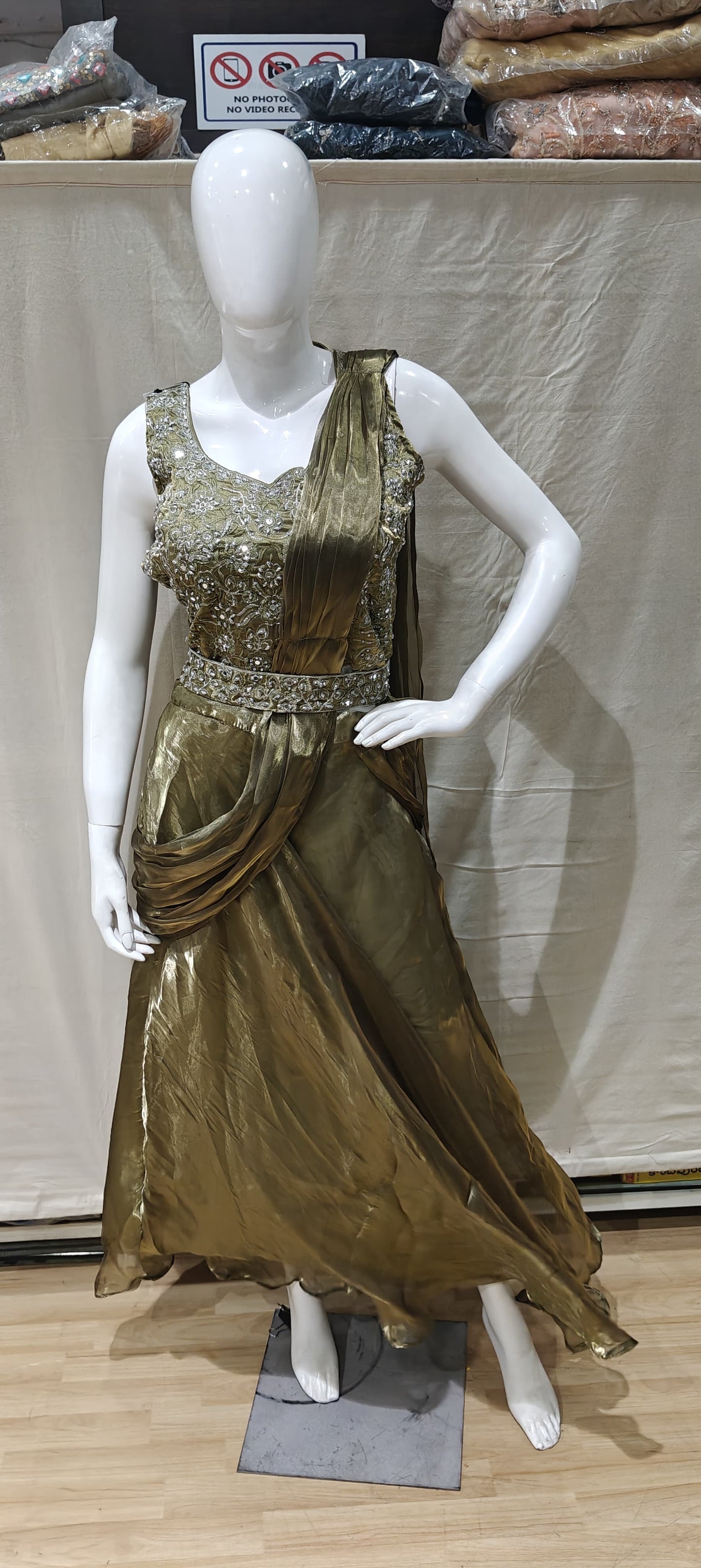 Chrome drape style lehenga