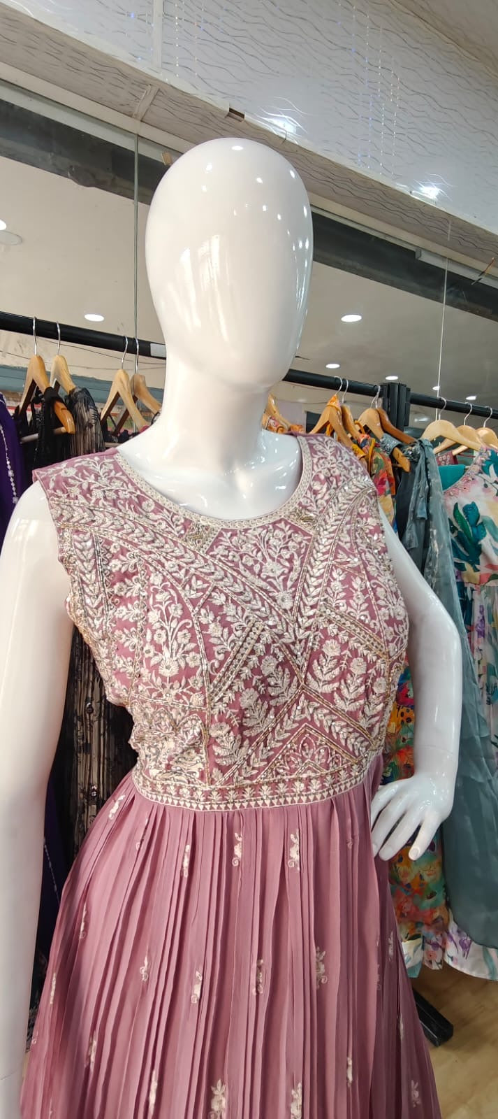 Pink georgette gown